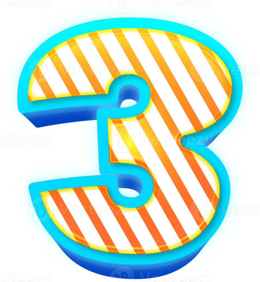 Glossy 3d number png