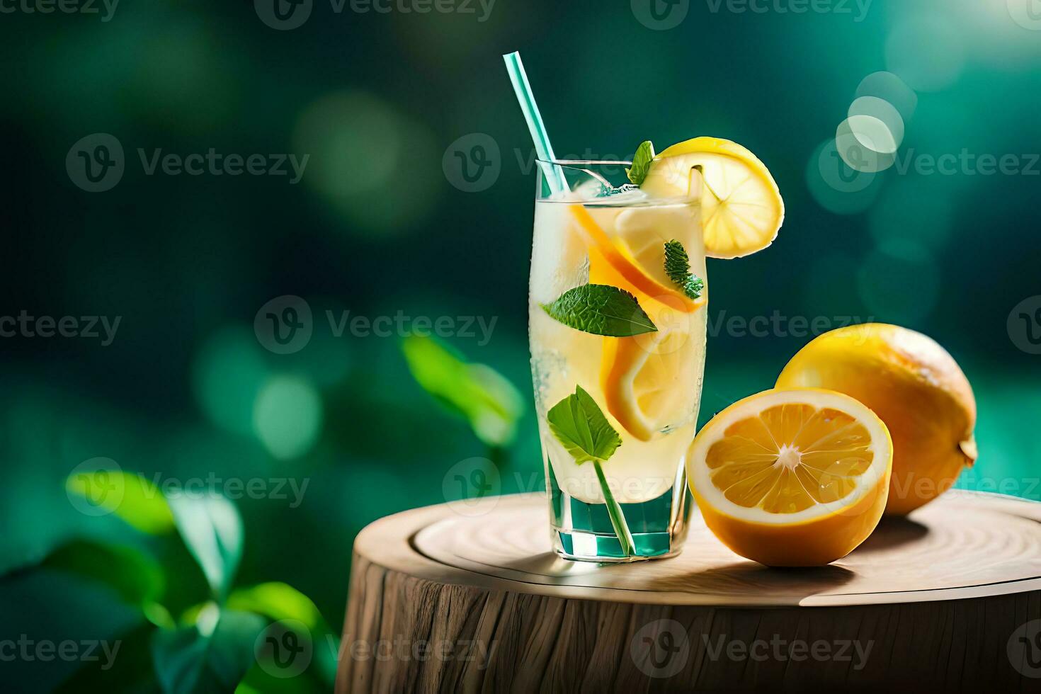 Refreshing Fruity Summer Drink on Table with Lemon and Mint 22980026 ...