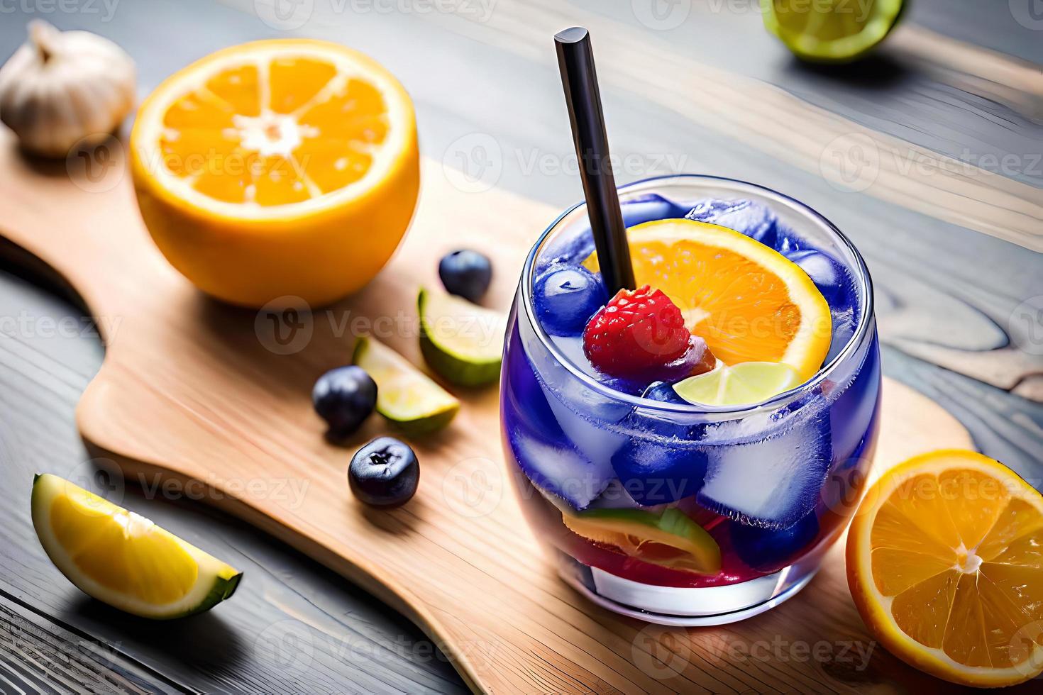 refrescante sabroso verano bebida en mesa con limón y menta foto