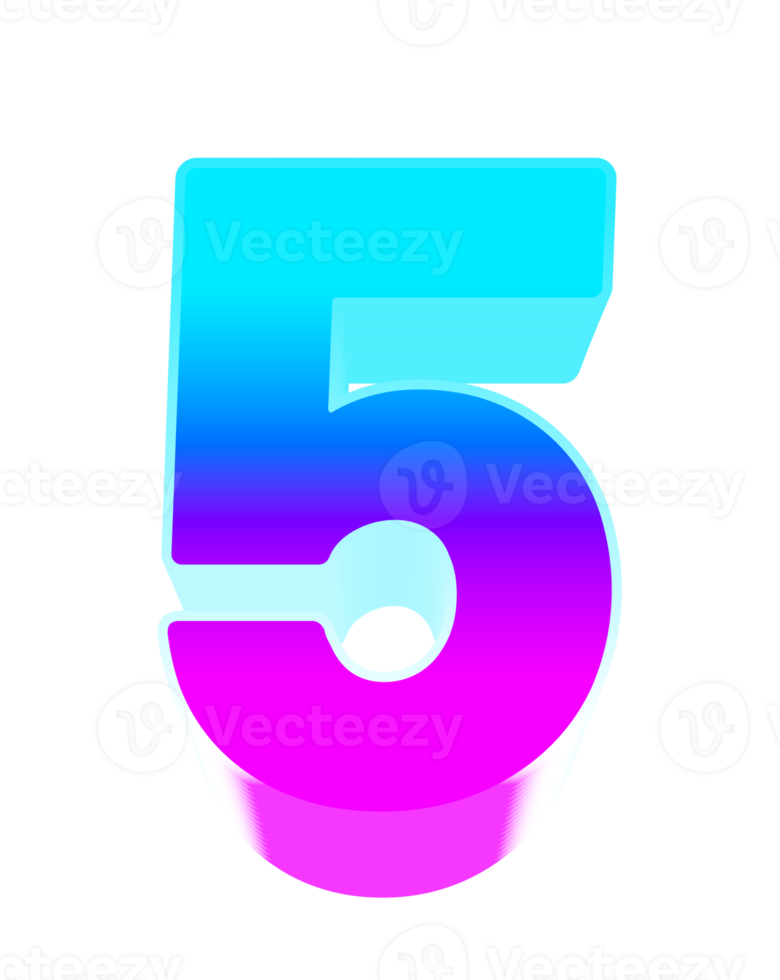 3d vibrant gradient number png