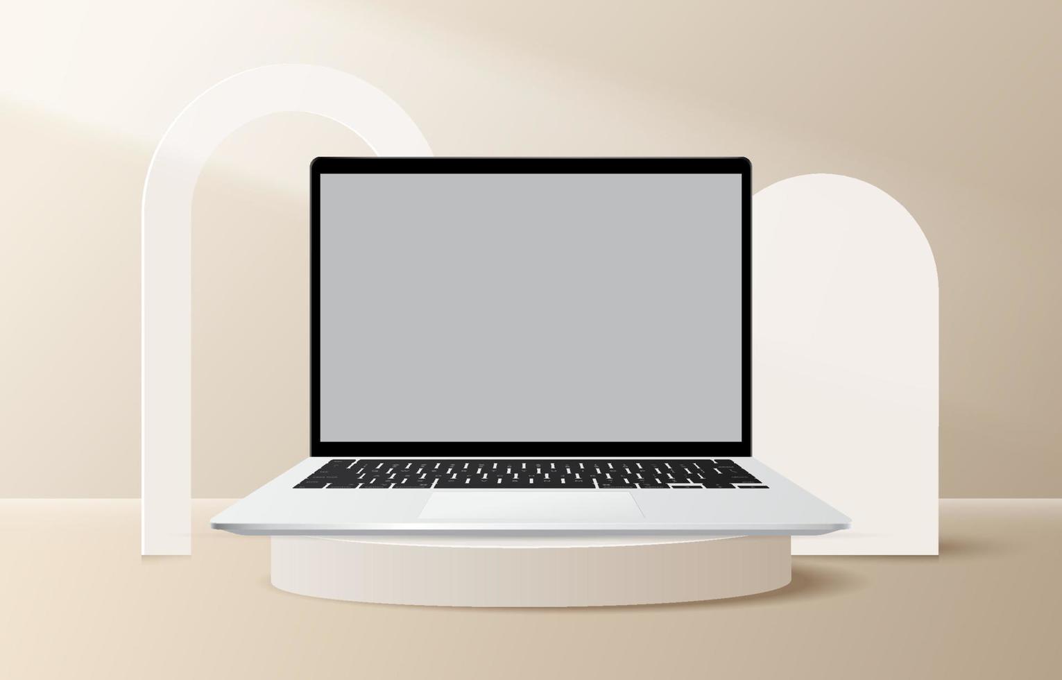 Realistic Silver Laptop Mockup vector