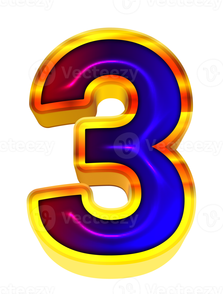 3d glossy gradient number png