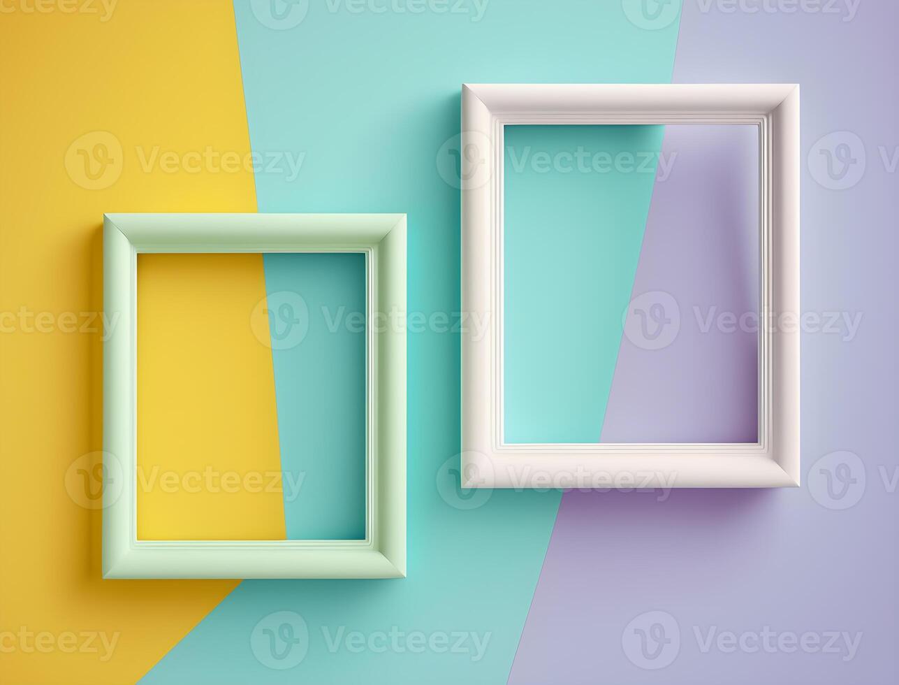 2 couple frames on colorful wallpaper, pastel color frames , photo