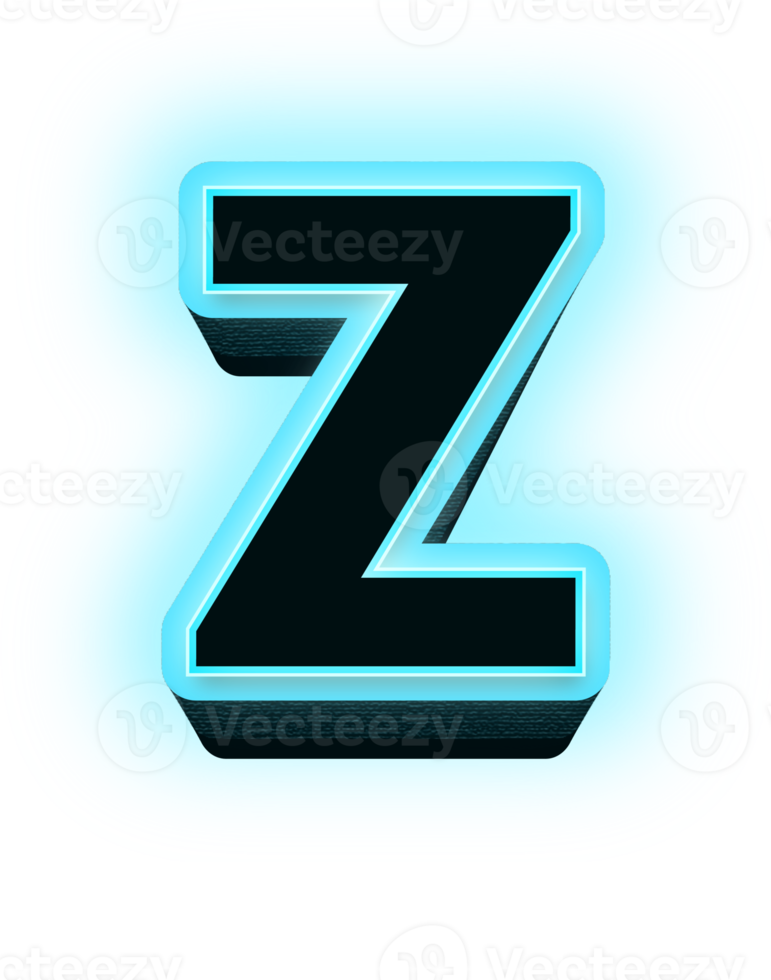 Neon blue letter Z png