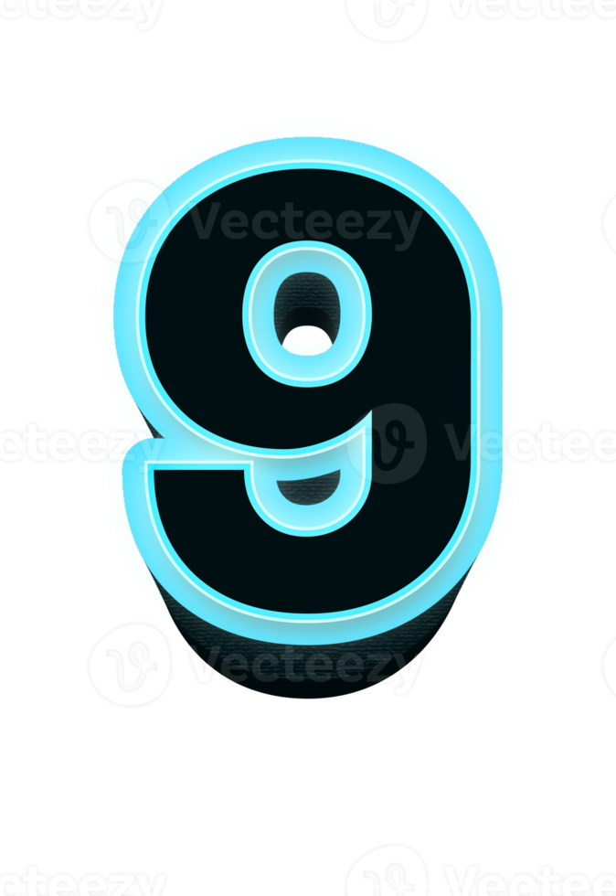 3d neon number png