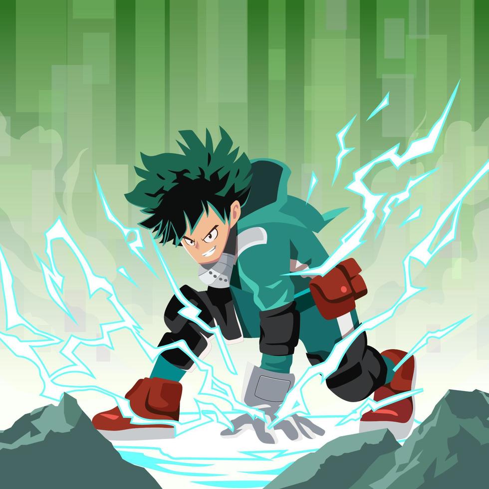 Fantasy Character with His Lightning Power vector