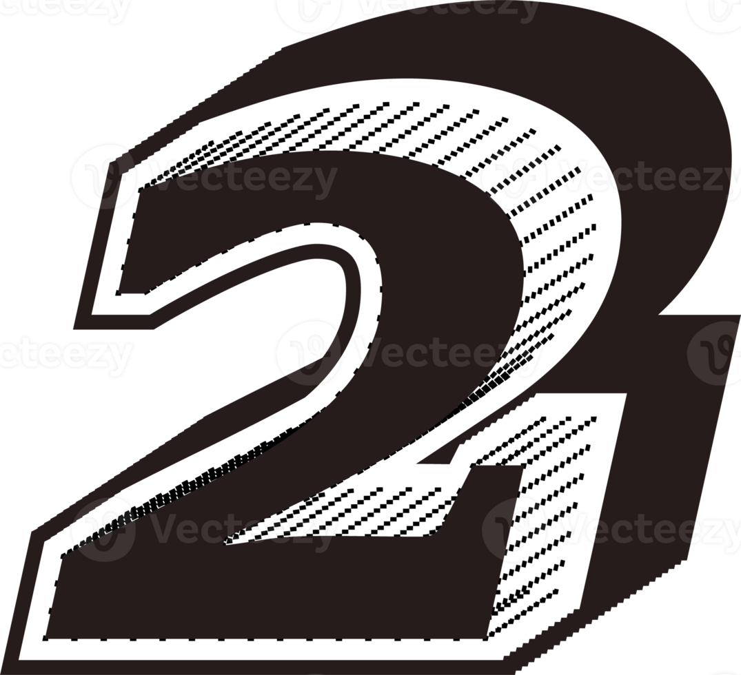 3d black and white color number png