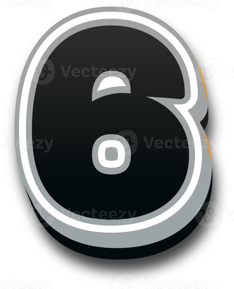 3d black and white color number png