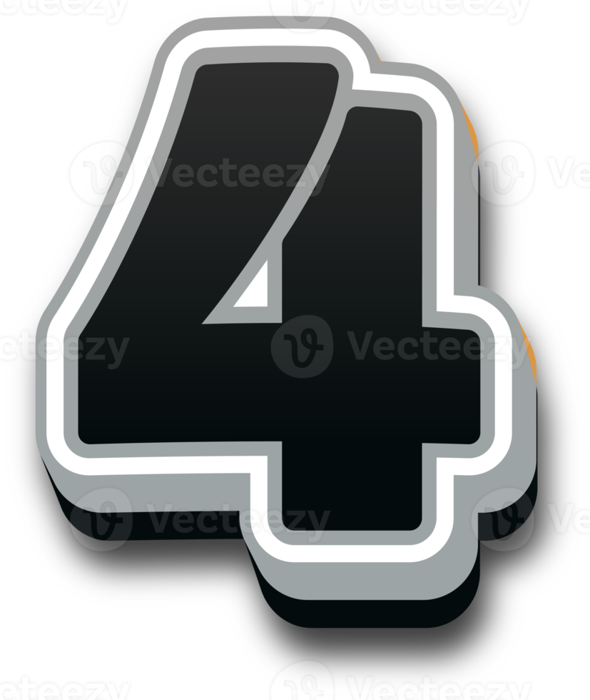 3d black and white color number png