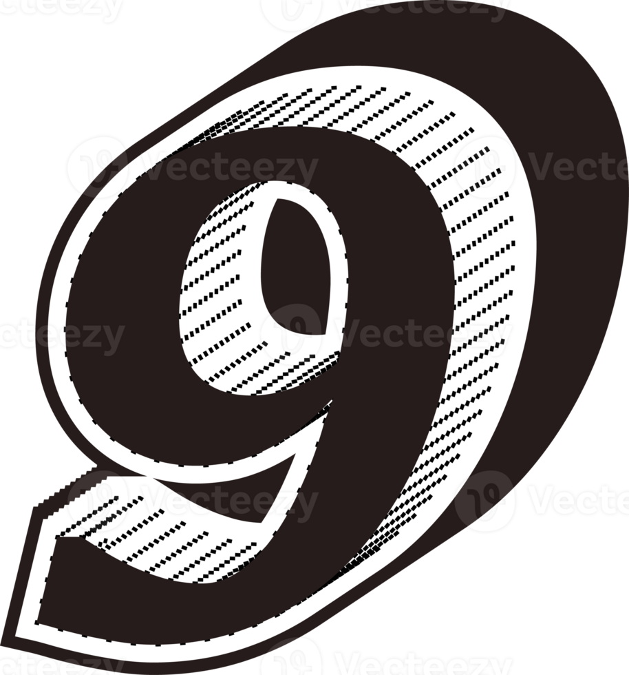 3d black and white color number png