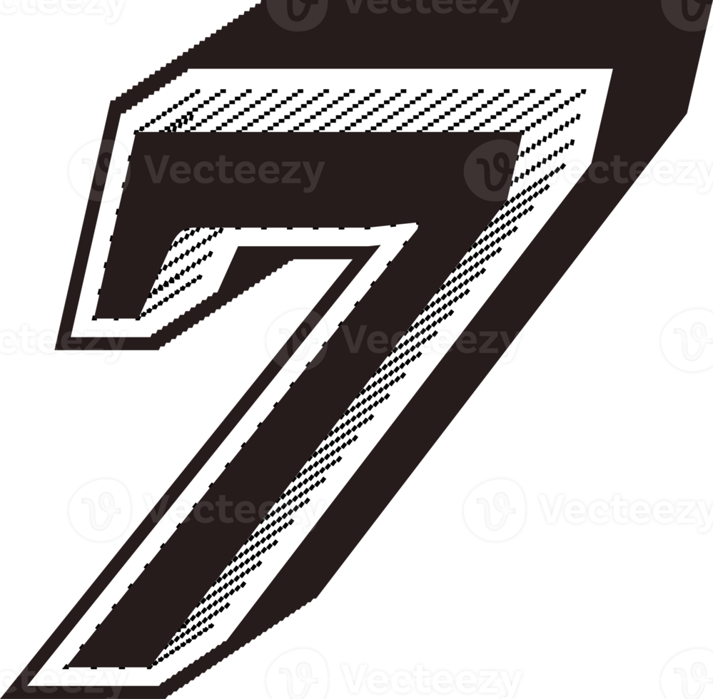 3d black and white color number png