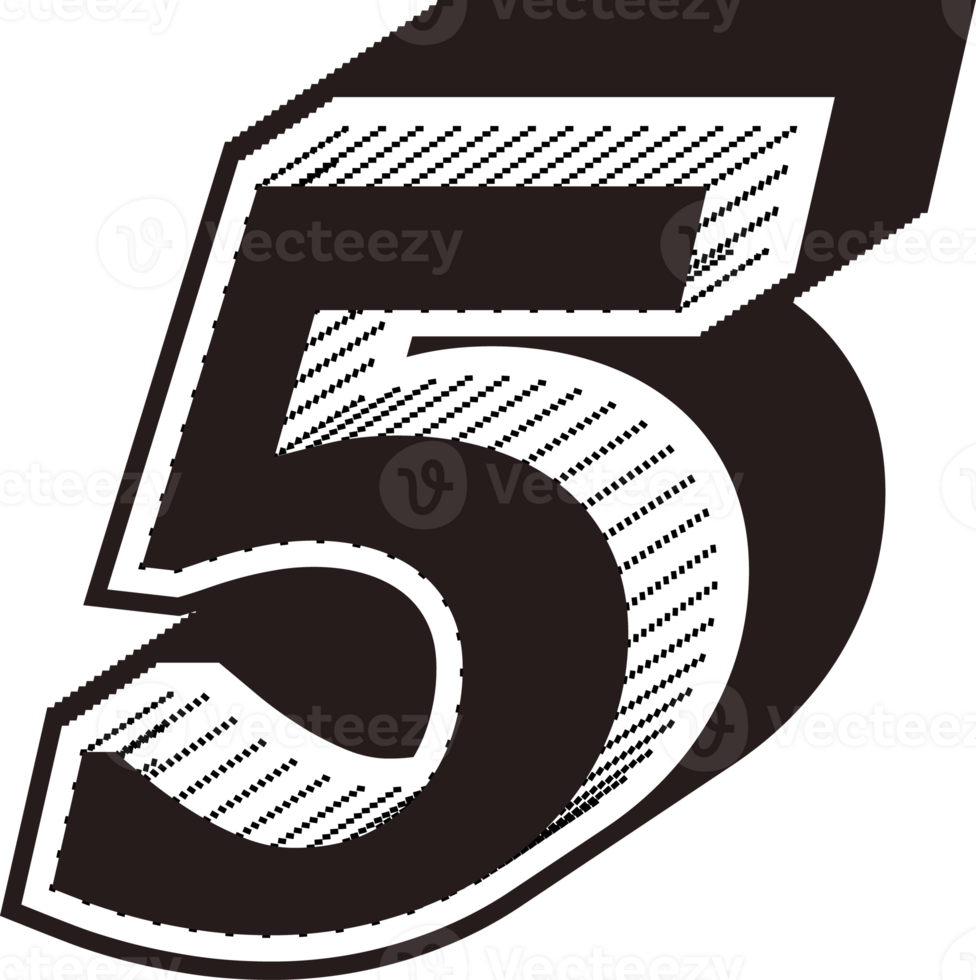 3d black and white color number png