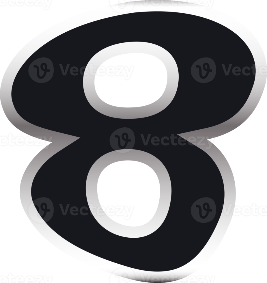 Black and silver color number png