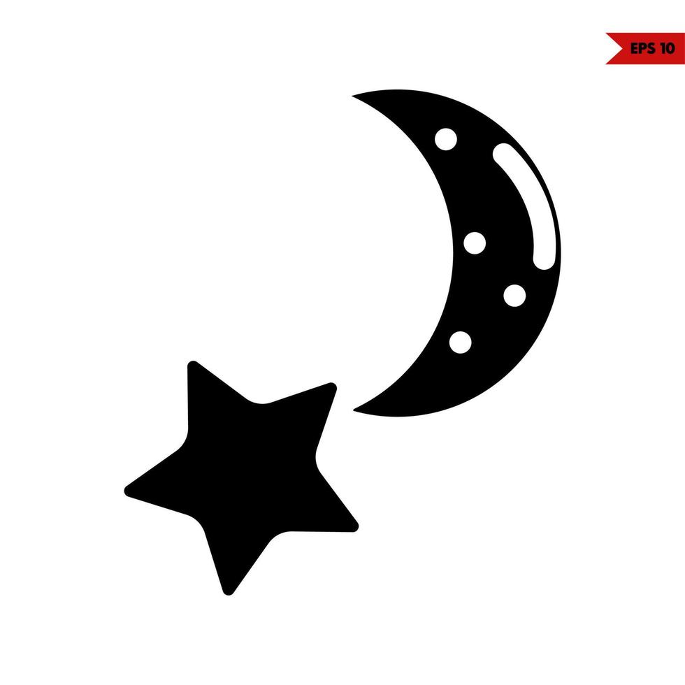 moon with star glyph icon vector