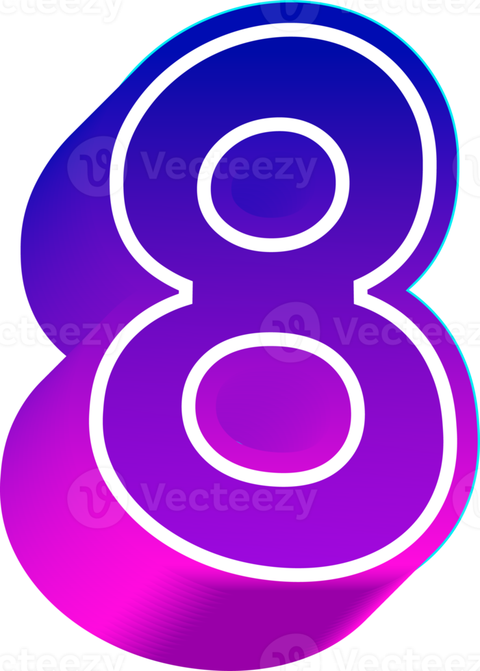 3d gradient color number png