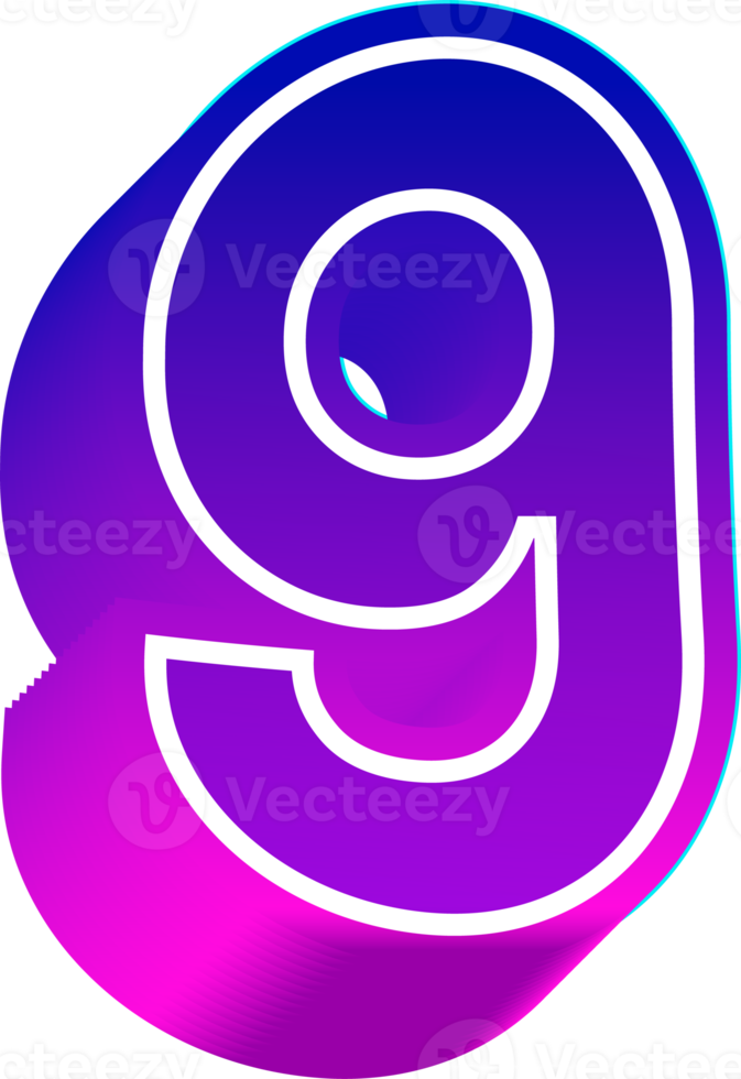 3d gradient color number png