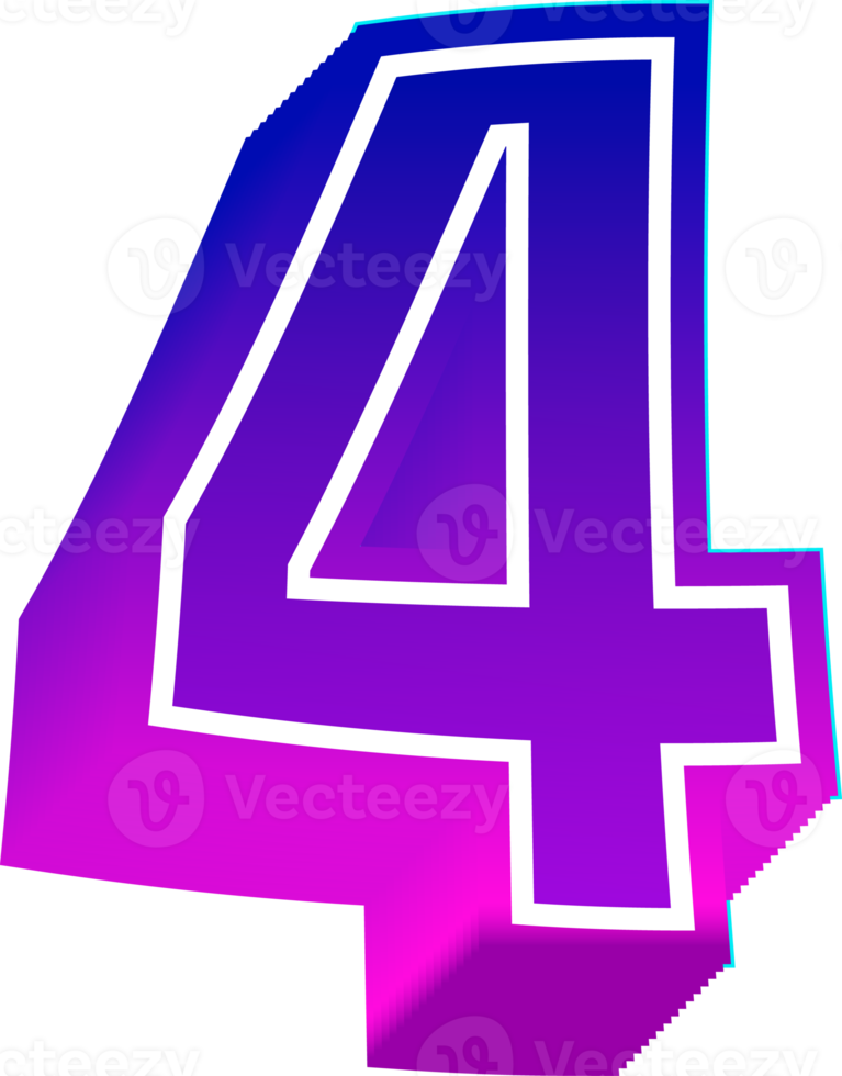 3d gradient color number png