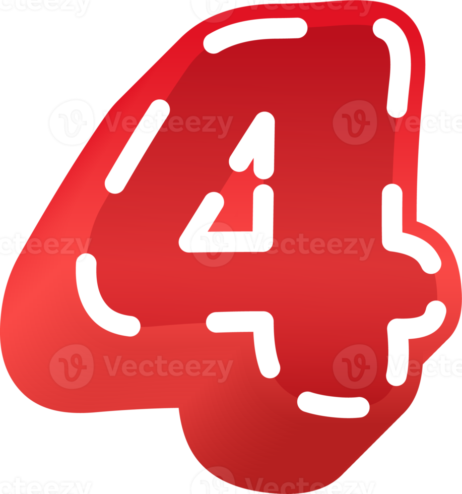 3d solid red number png