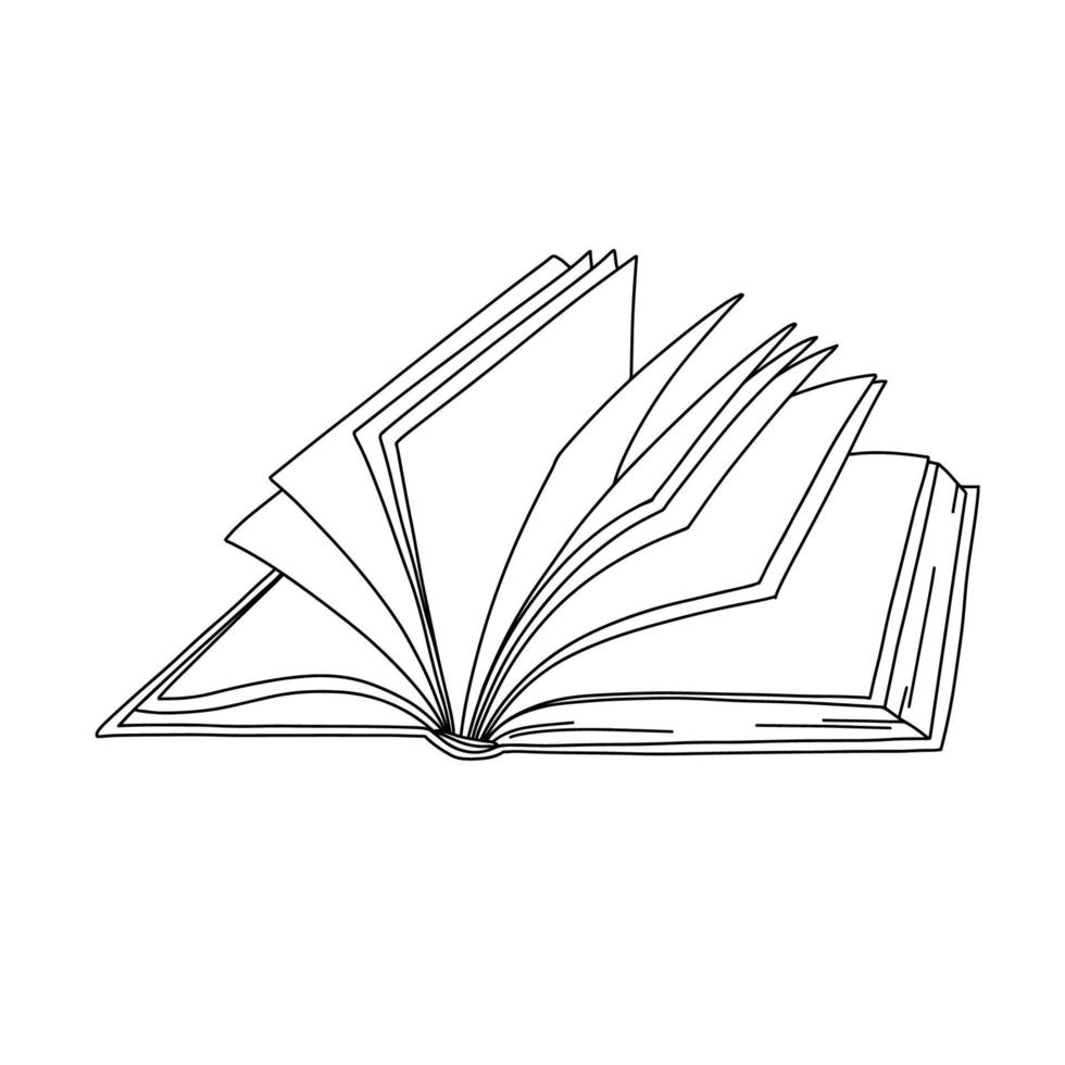 Vector line open book icon. Outline illustration isolated on white
