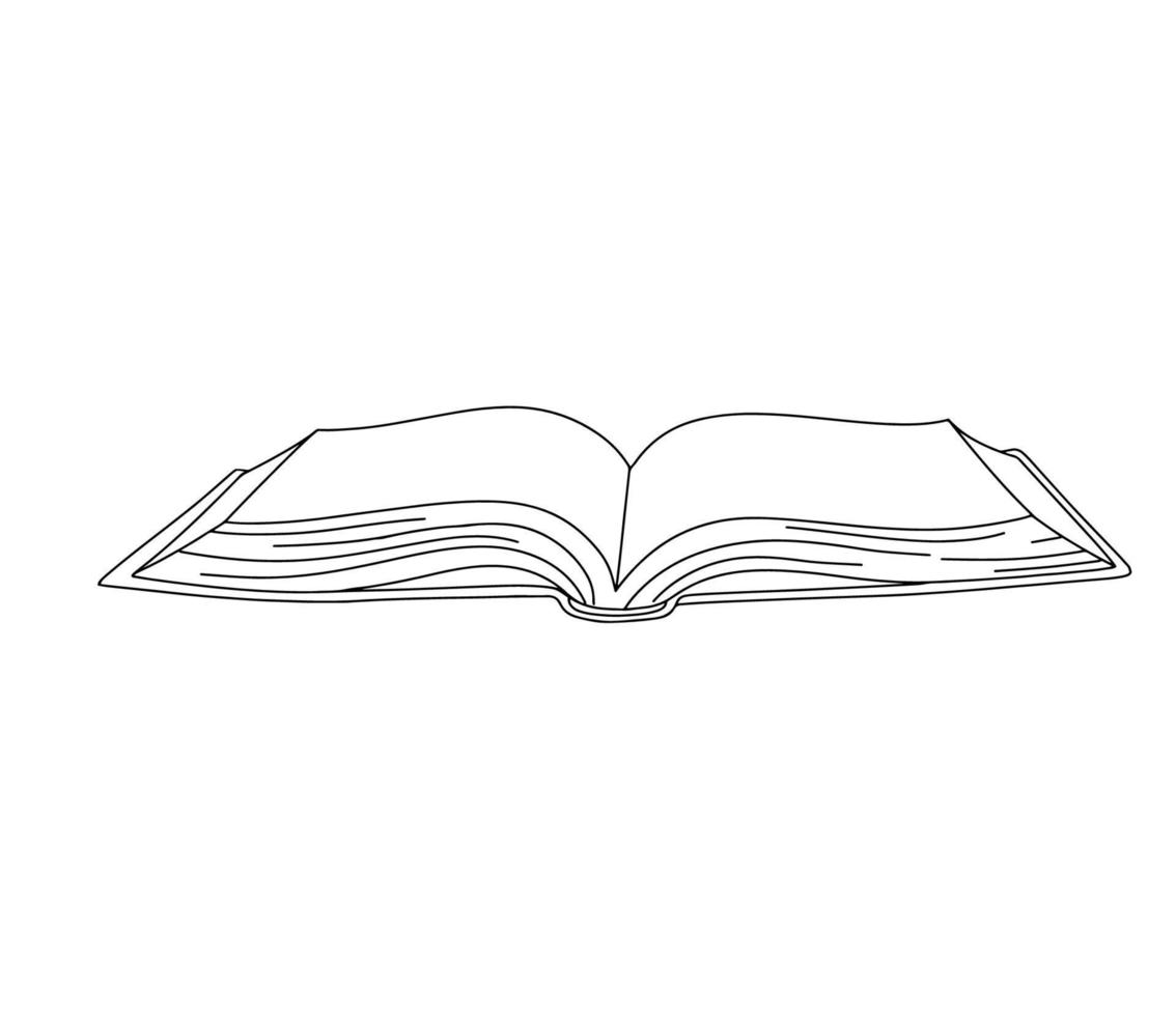 Vector line open book icon. Outline illustration isolated on white