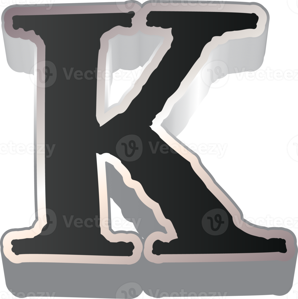 3d silver- svart brev png