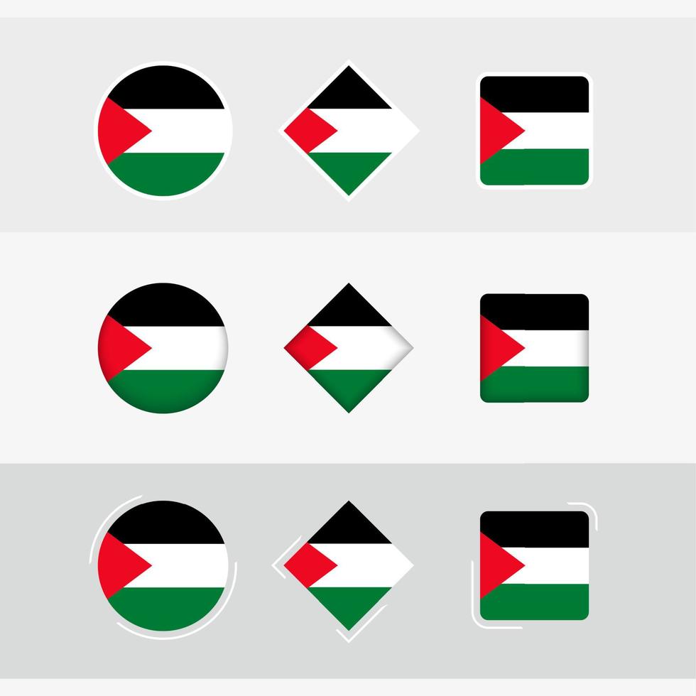 Palestina bandera íconos colocar, vector bandera de Palestina.