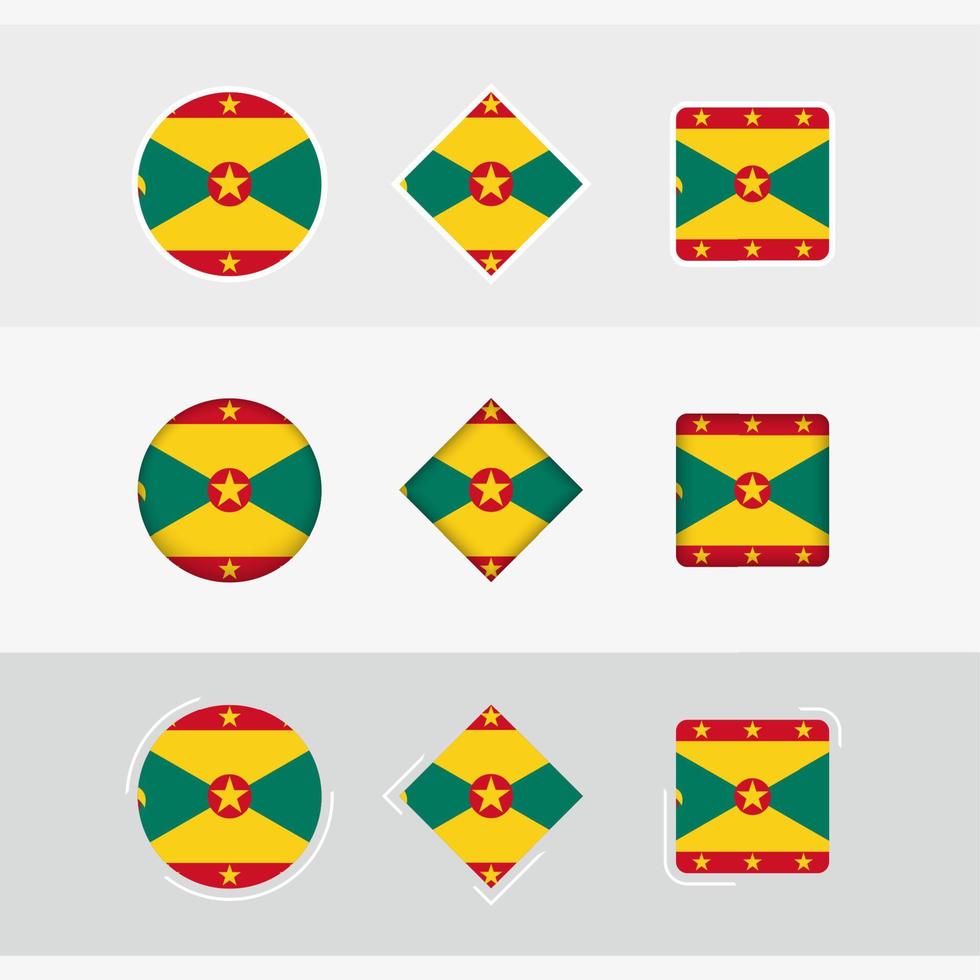 Grenada flag icons set, vector flag of Grenada.