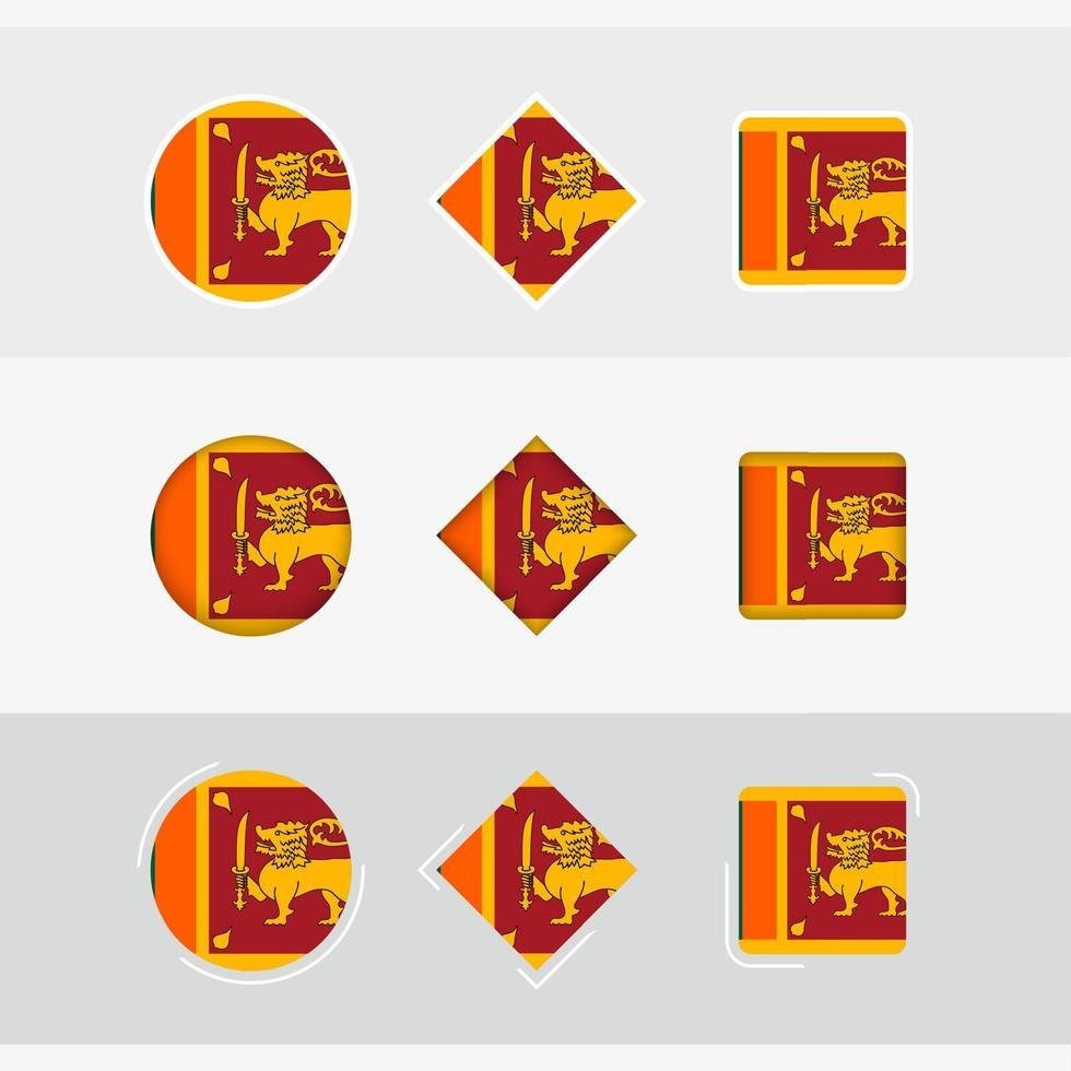 Sri Lanka flag icons set, vector flag of Sri Lanka.