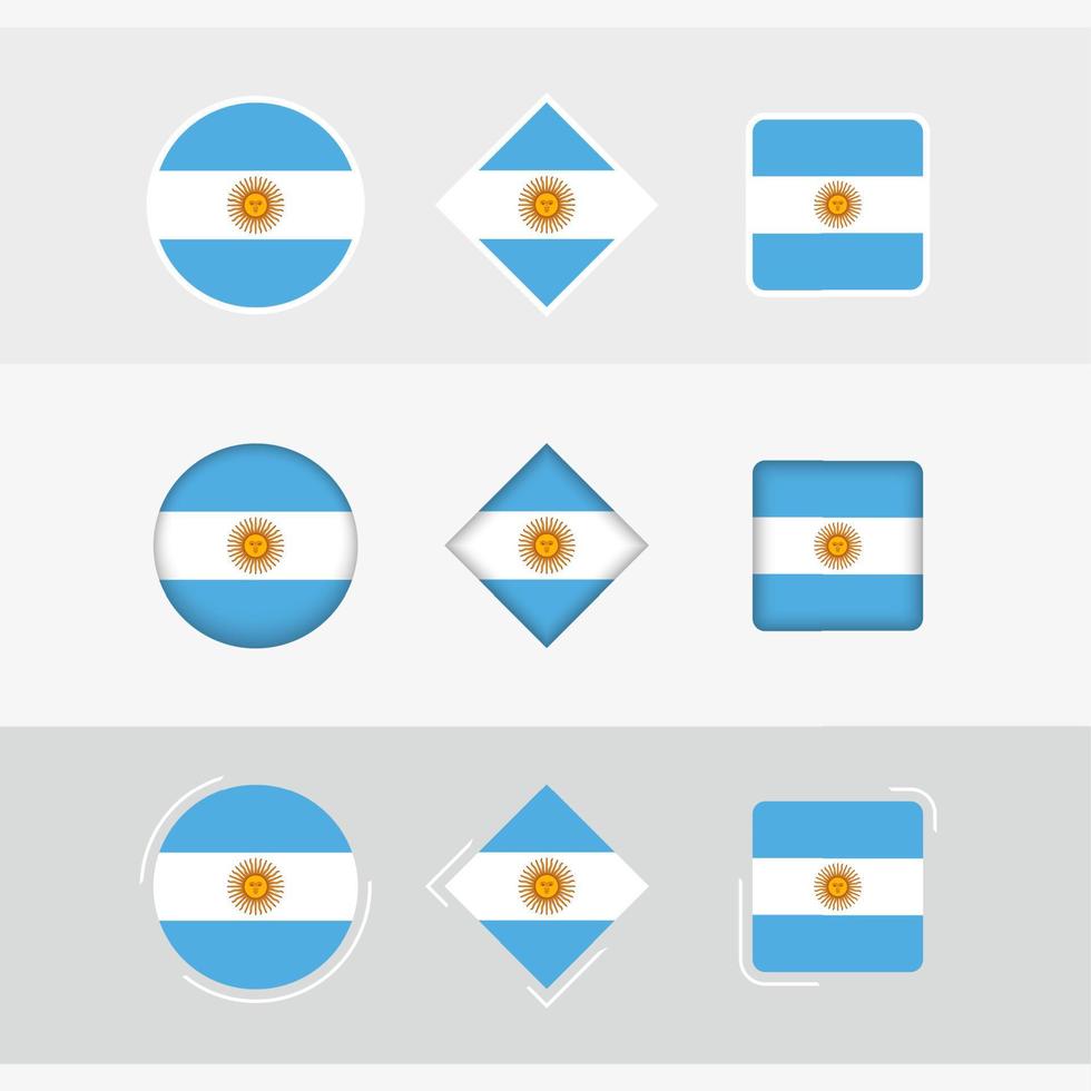 Argentina flag icons set, vector flag of Argentina.