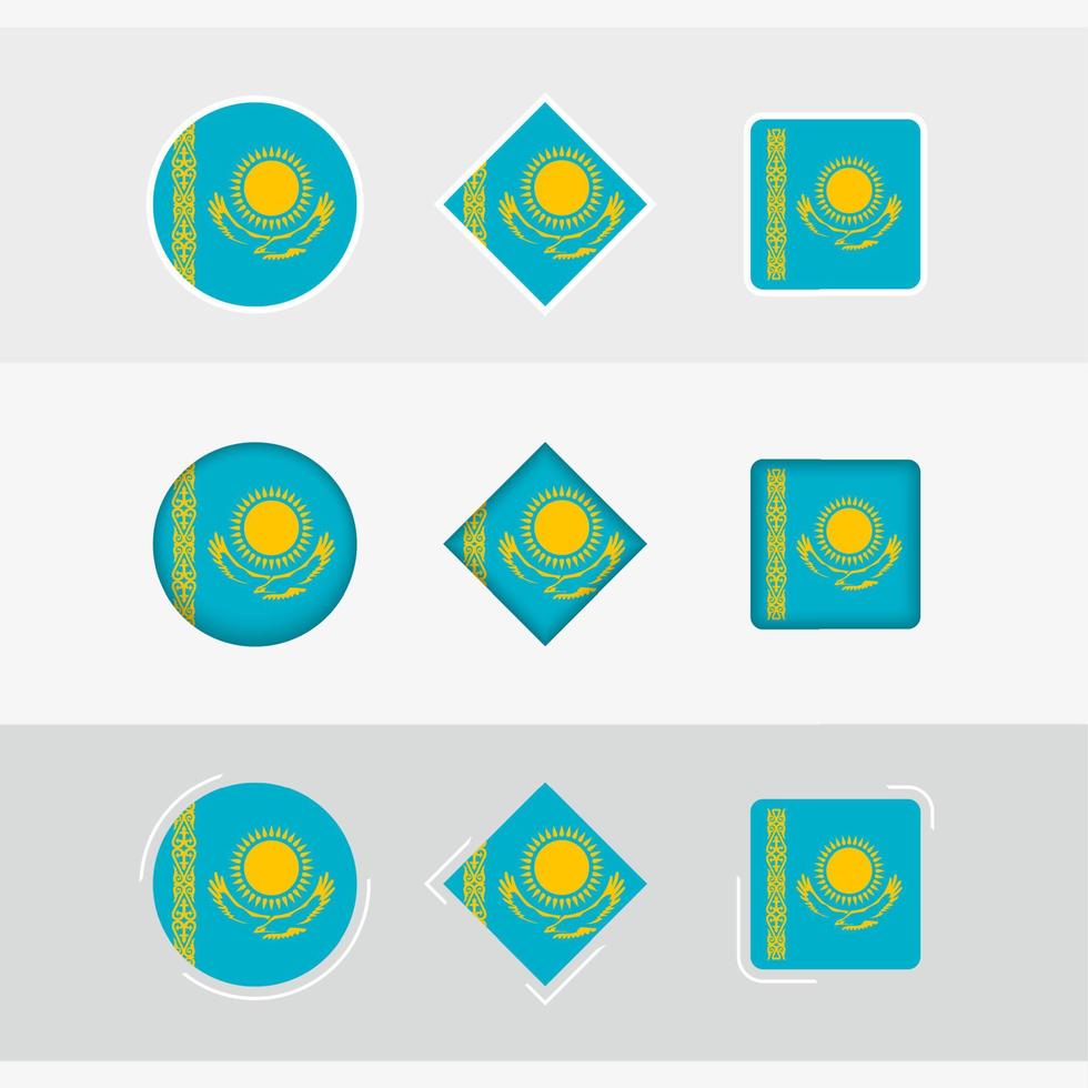 Kazakhstan flag icons set, vector flag of Kazakhstan.