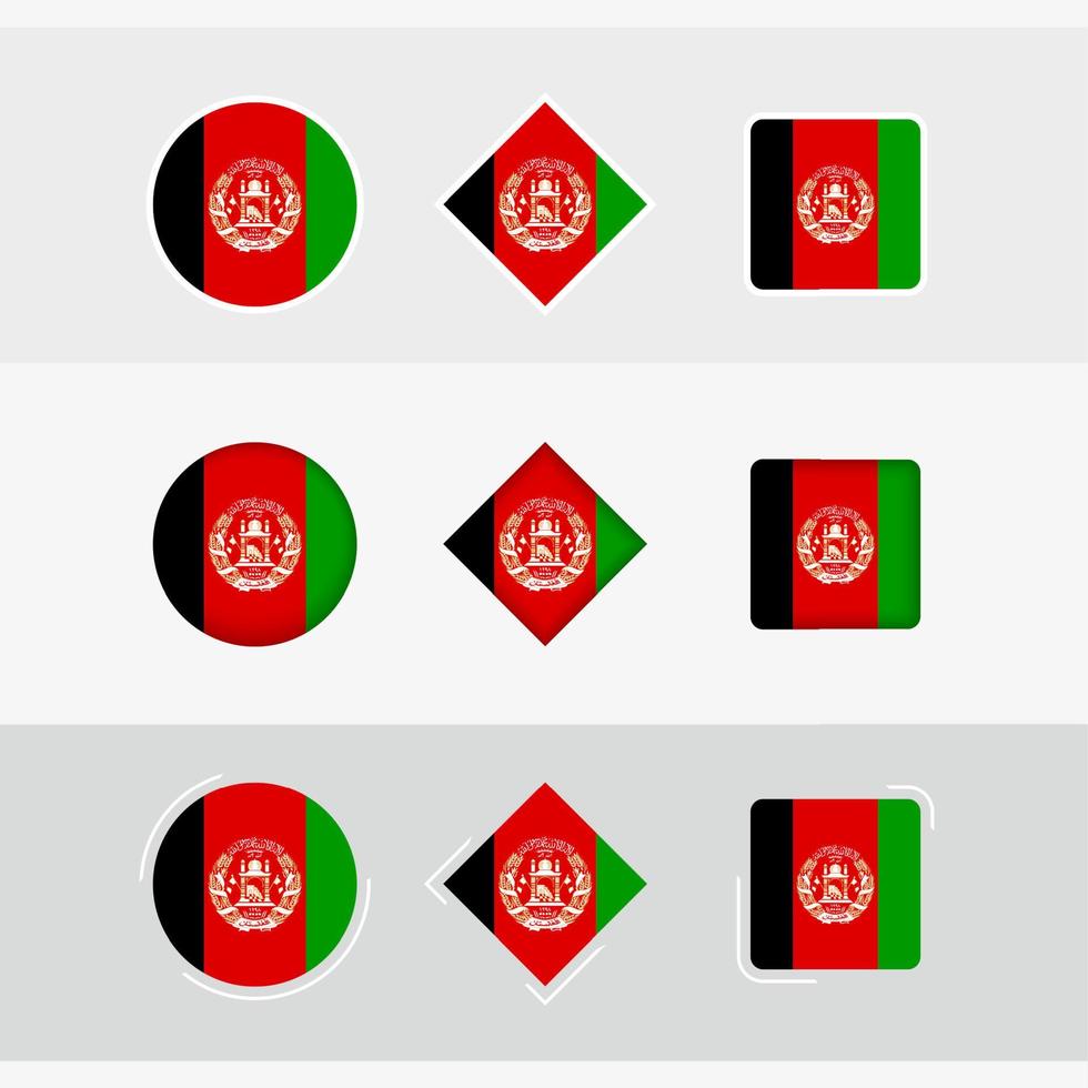 Afghanistan flag icons set, vector flag of Afghanistan.