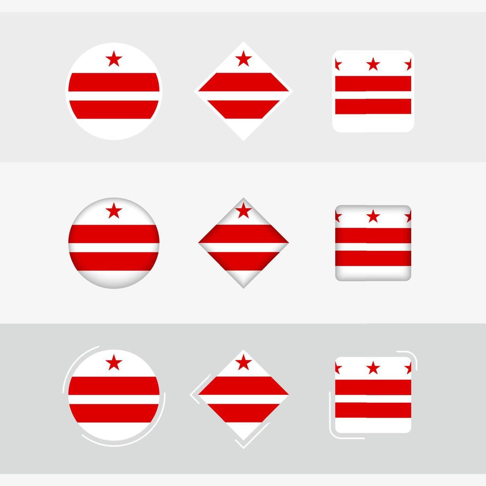 District of Columbia flag icons set, vector flag of District of Columbia.