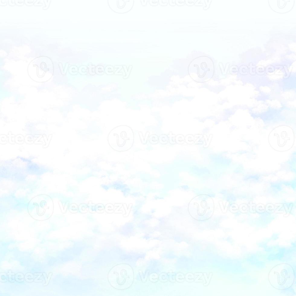 Cute pastel blue sky with clouds hand drawn background photo