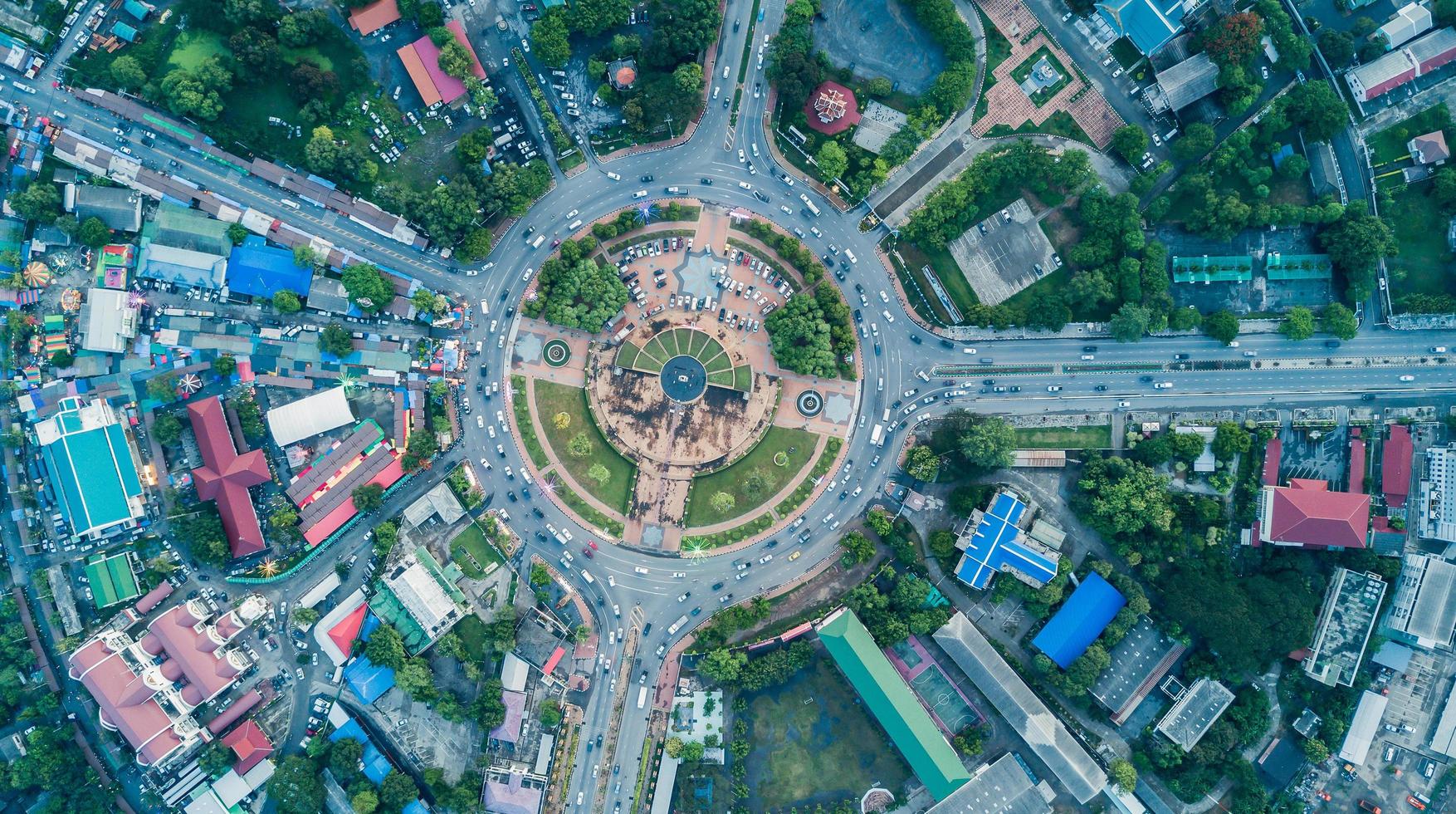 top view of King Narai  traffic circle, Landmark of Lop Buri photo