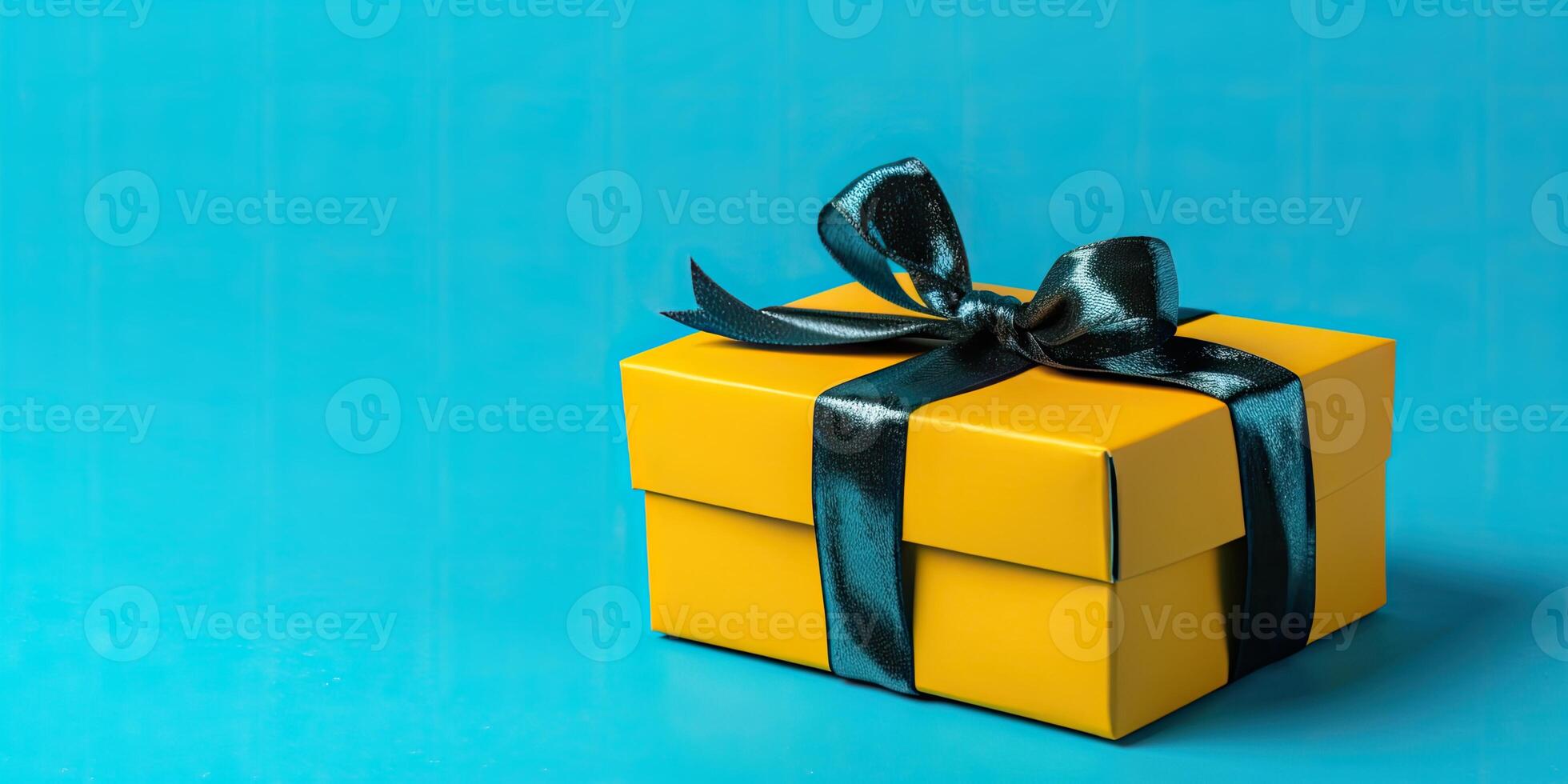 Colorful wrapped gift on a solid color background, with copy space, photo