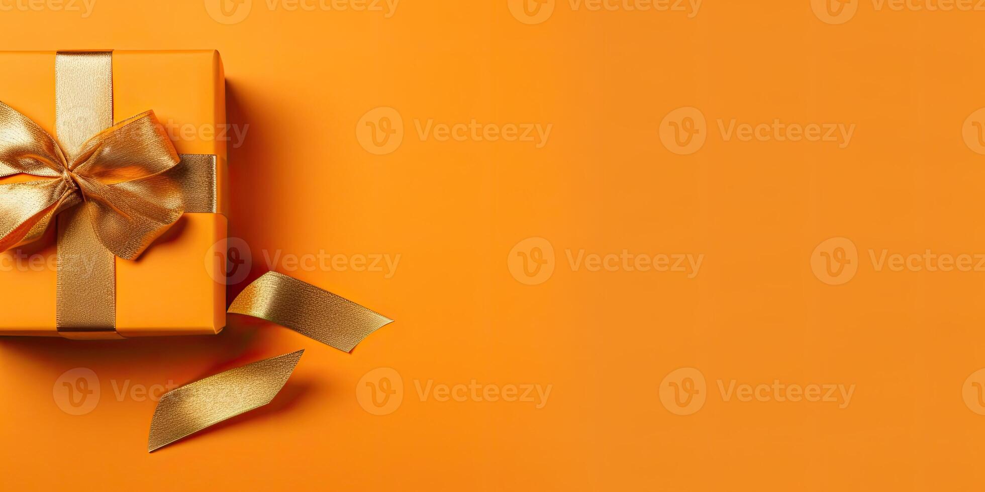 Colorful wrapped gift on a solid color background, with copy space, photo