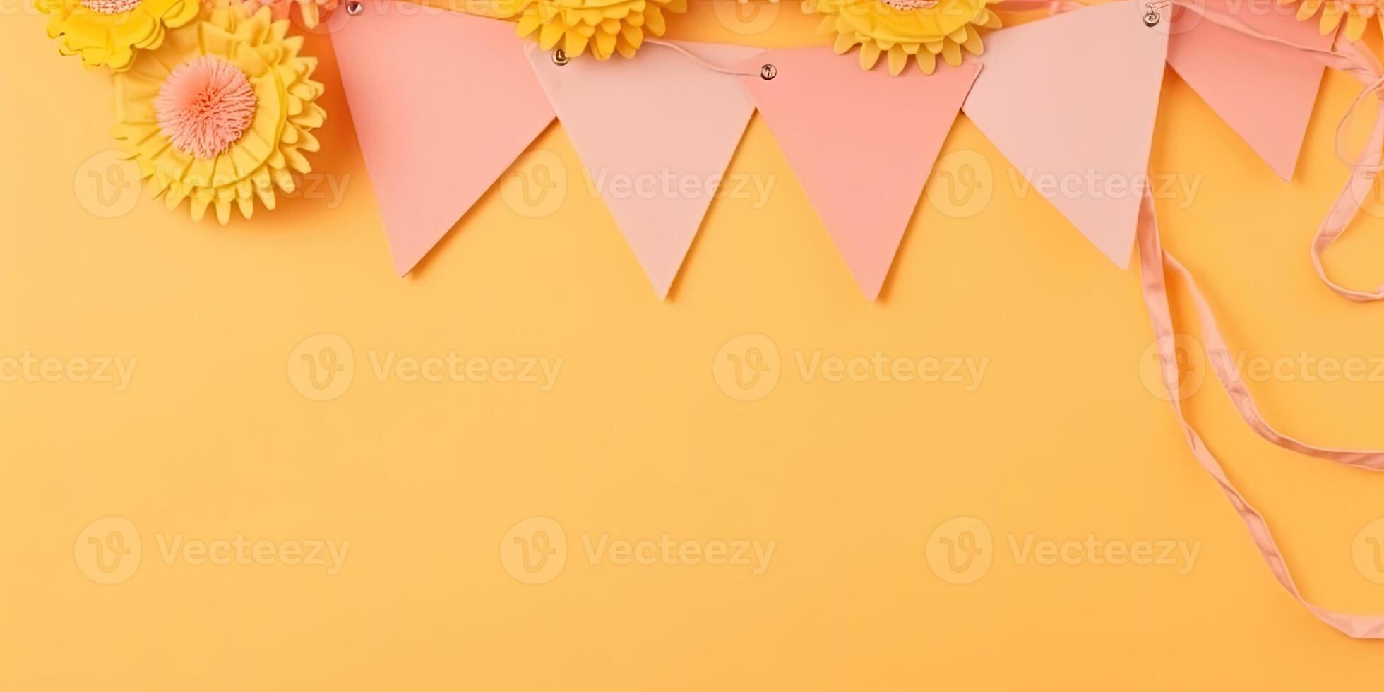 Flower setup on a solid background, with copy space, photo