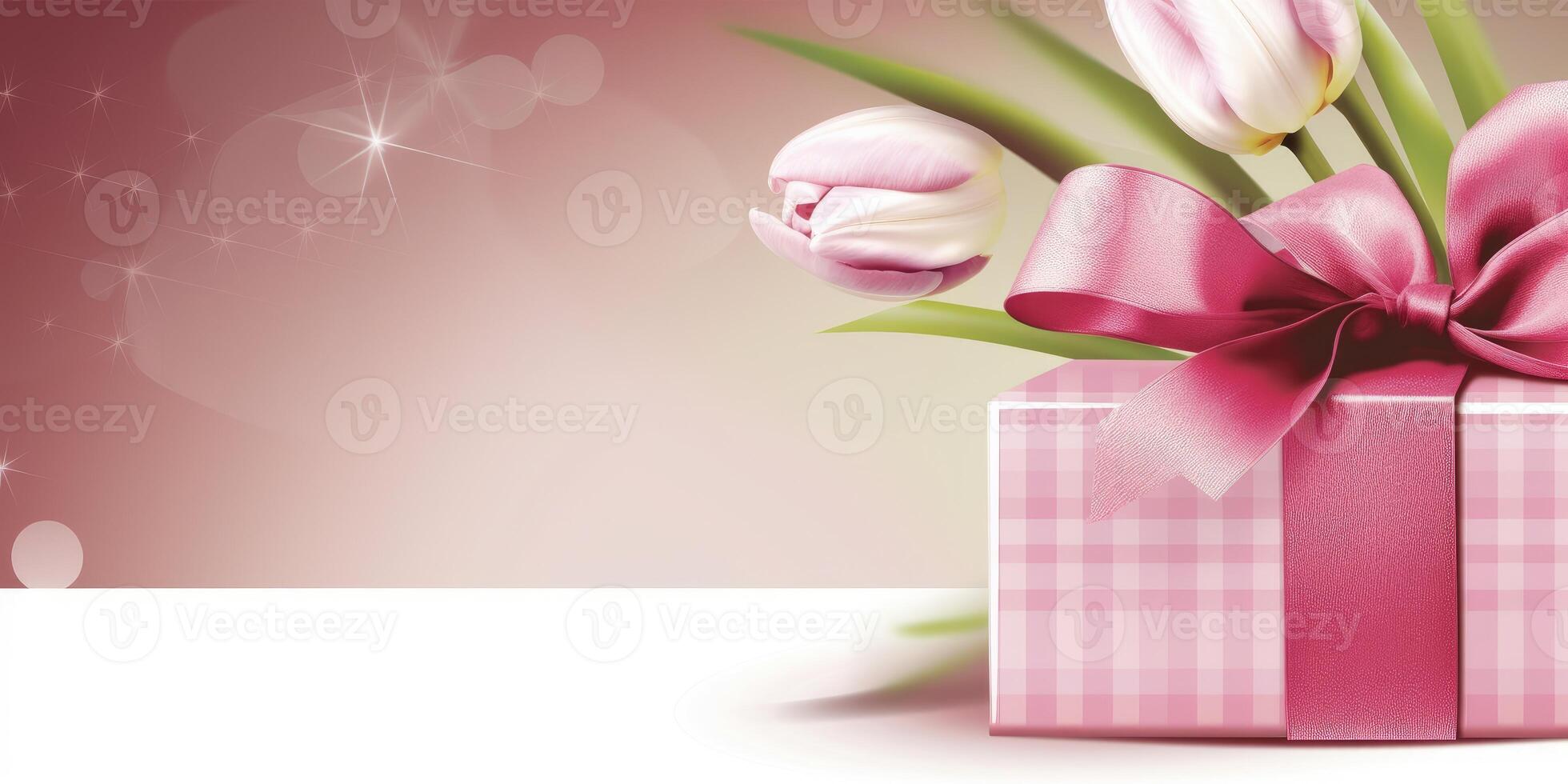 Colorful wrapped gift on a solid color background, with copy space, photo