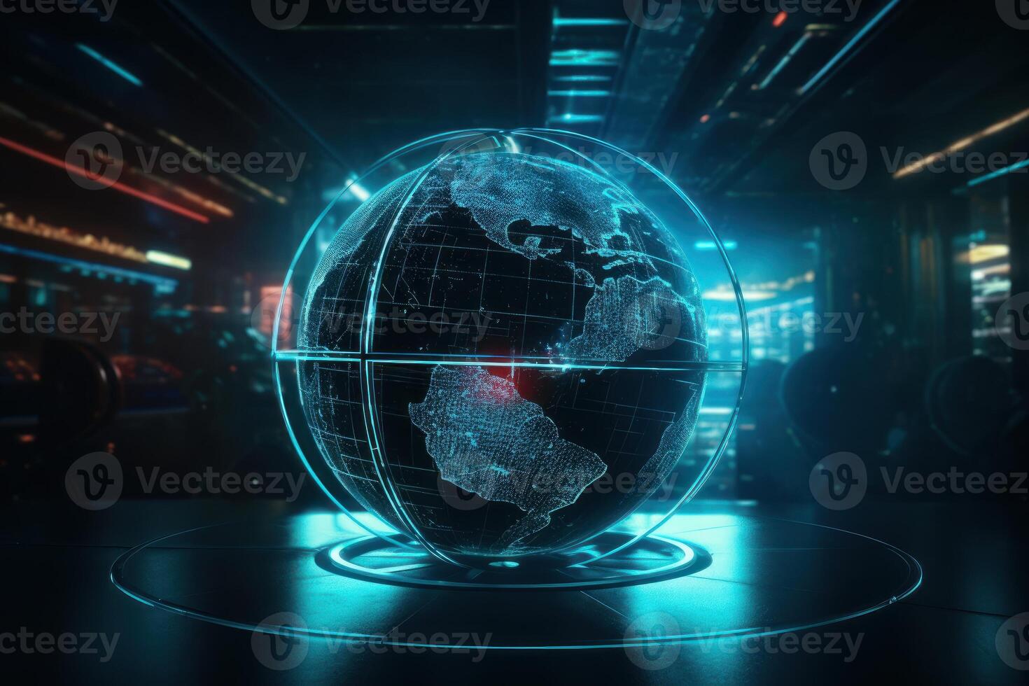 Futuristic cyber earth background, Digital world and Global network connection. photo