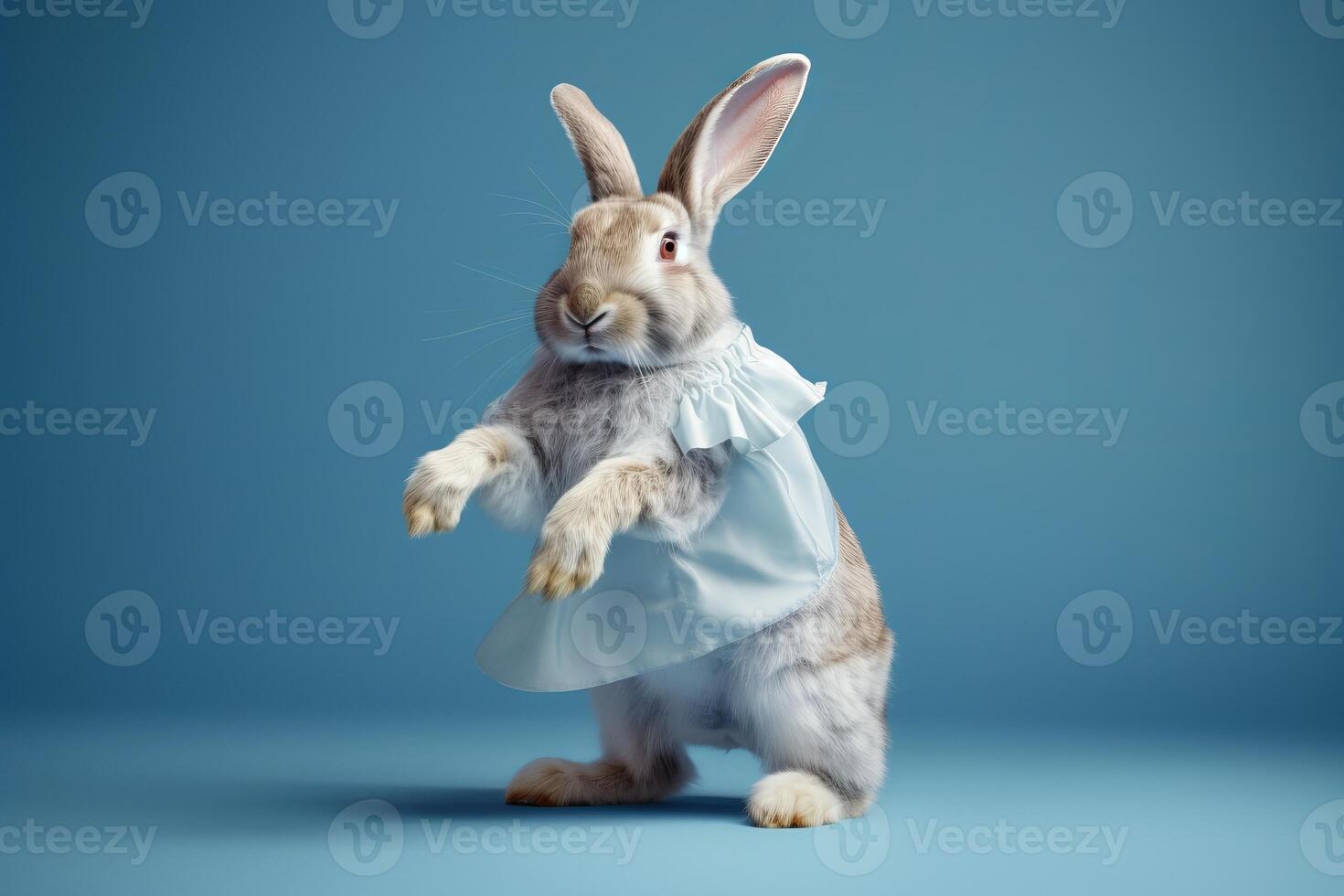 Cute Rabbit isolated on blue background. Created photo