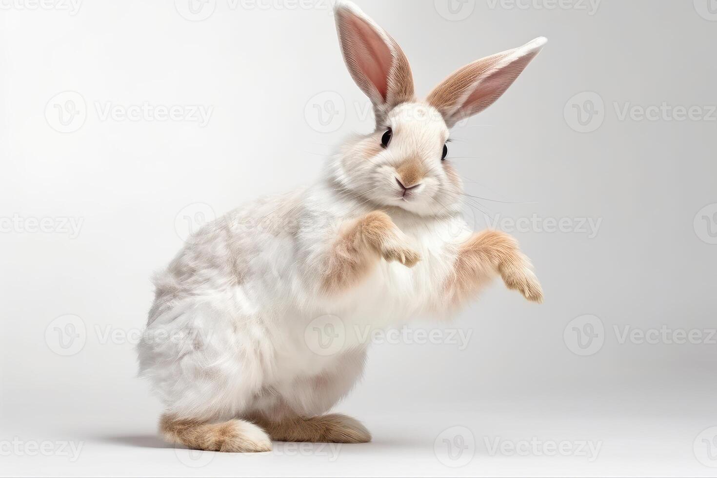 Cute Rabbit isolated on white background. Created photo