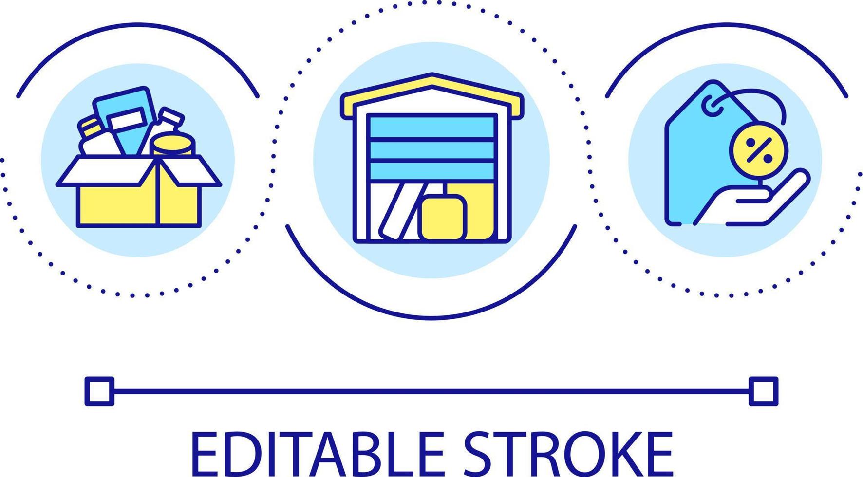 Bulk retail loop concept icon. Overstock discount offer. Buy more, pay less. Marketing abstract idea thin line illustration. Isolated outline drawing. Editable stroke vector