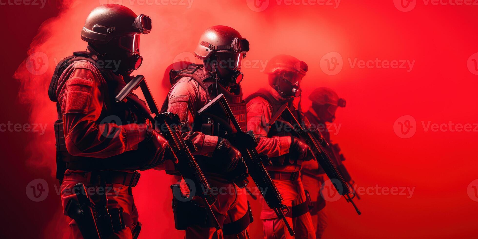 anti terrorismo día rojo fondo, detener el guerra con mostrador terrorismo equipo. generativo ai foto