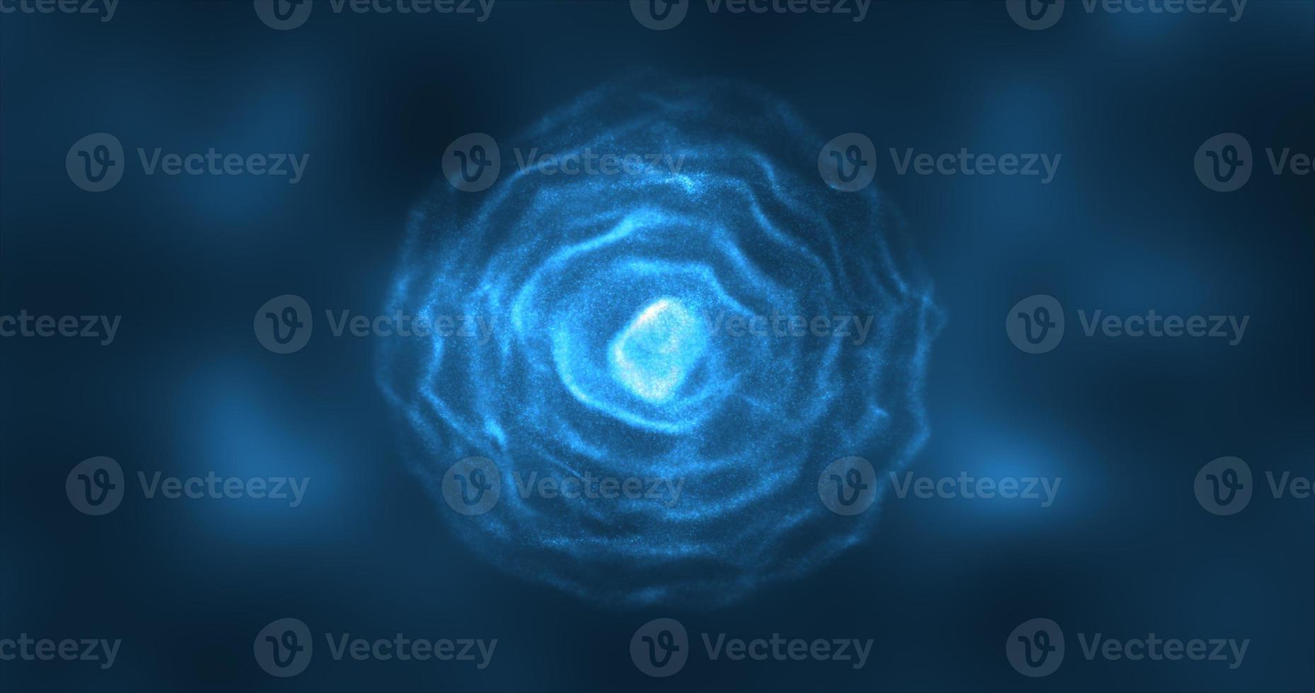 Abstract blue energy round sphere glowing with particle waves hi-tech digital magic abstract background photo