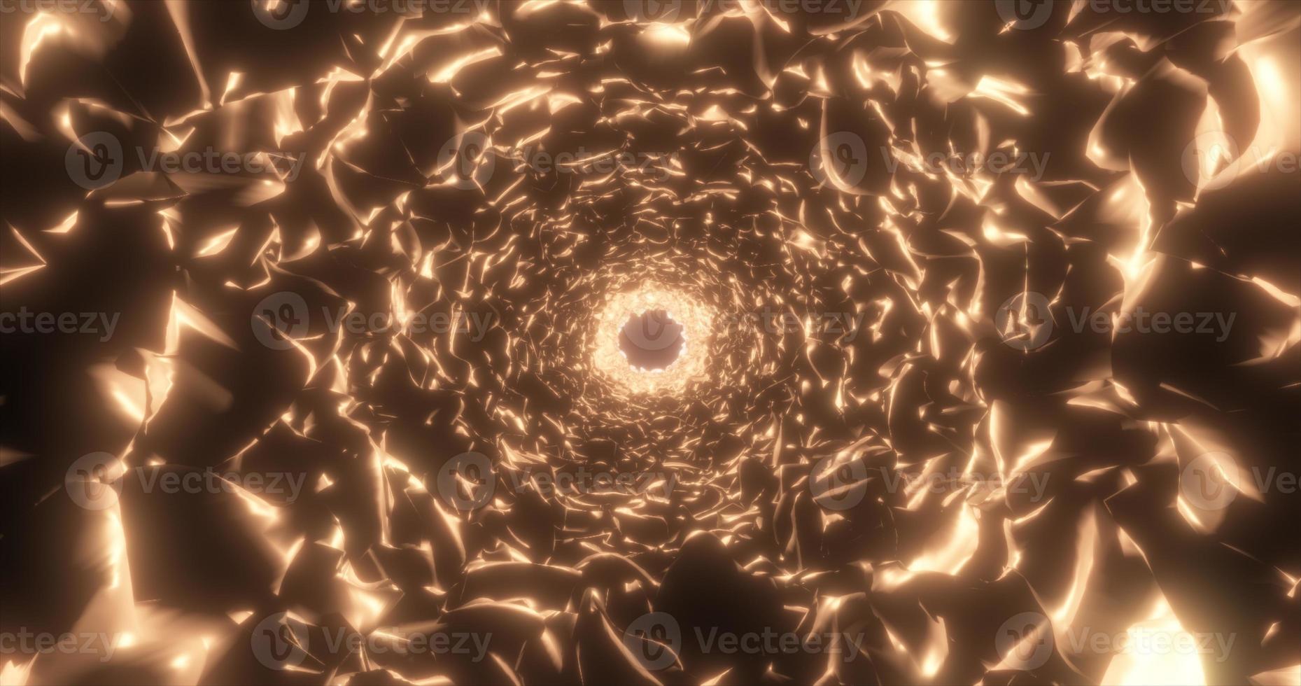 Abstract yellow gold energy tunnel of waves glowing abstract background photo