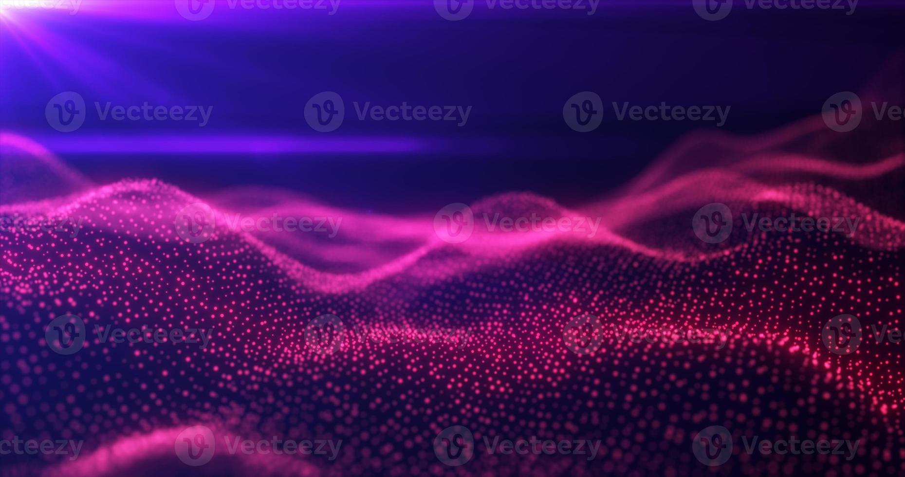 Abstract red energy waves from particles of futuristic hi-tech glowing background photo