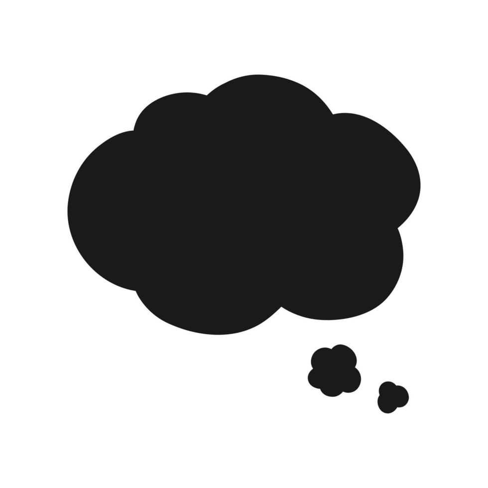 Hand Drawn Comics Style Speech Bubble Thought Cloud Silhouette. Simple Flat Vector Illustration.