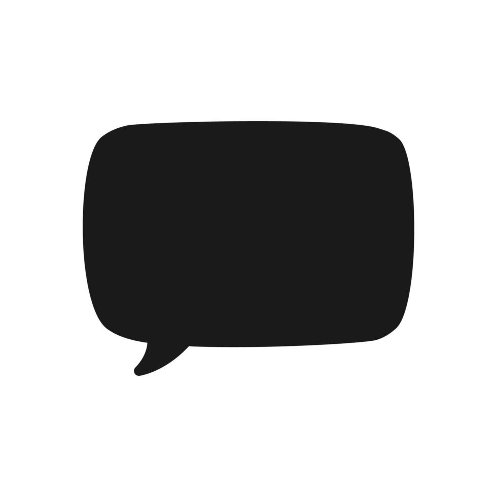 Square Hand Drawn Comics Style Speech Bubbles Silhouette Icon. Simple Flat Vector Illustration.