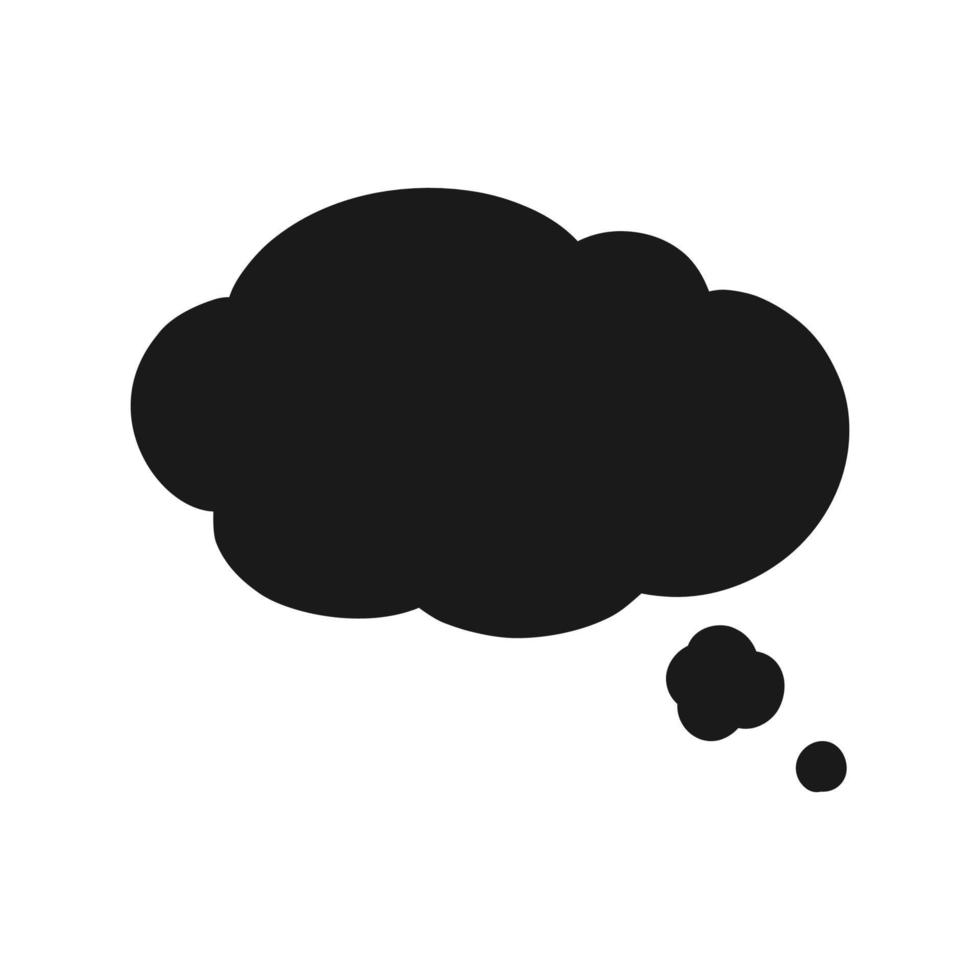 Hand Drawn Comics Style Speech Bubble Thought Cloud Silhouette. Simple Flat Vector Illustration.