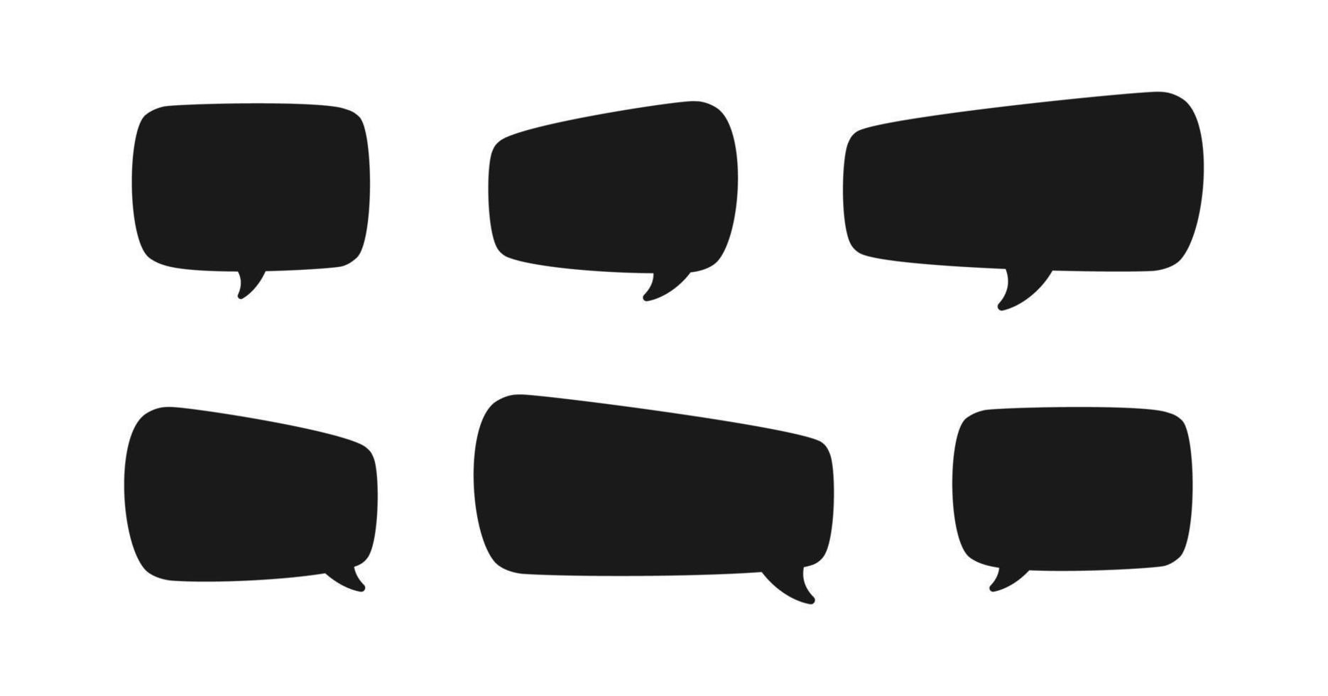 Speech bubble silhouette set. Comic speech bubble icons. Simple Flat Vector illustration